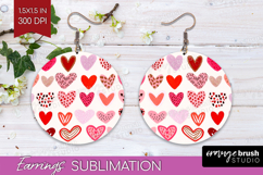 Hearts Round Earrings - Valentines Day PNG Sublimation Product Image 1