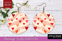 Hearts Round Earrings - Valentines Day PNG Sublimation Product Image 1
