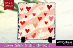 Hearts Slate PNG - Valentines Day Square Slate Sublimation Product Image 1