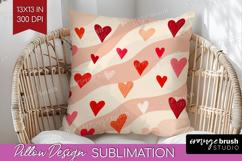 Hearts Pillow Sublimation - Valentines Day Pillow Cover PNG Product Image 1