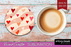 Hearts Round Coaster - Valentines Day Coaster PNG Product Image 1
