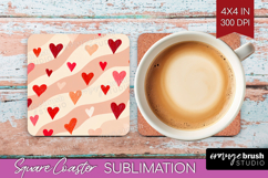 Hearts Square Coaster - Valentines Day Coaster PNG Product Image 1