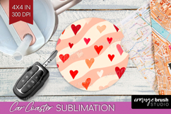 Hearts Car Coaster - Valentines Day Coaster PNG Sublimation Product Image 1