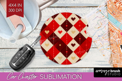 Hearts Car Coaster - Valentines Day Coaster PNG Sublimation Product Image 1