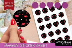 Hearts Round Sticker - Valentines Day Printable Sticker Product Image 1