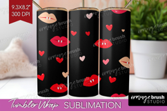 Hearts Tumbler Wrap - Valentines Day Tumbler PNG Sublimation Product Image 1