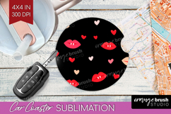 Hearts Car Coaster - Valentines Day Coaster PNG Sublimation Product Image 1