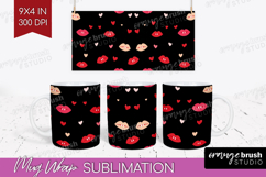 Hearts Mug Wrap - Valentines Day Mug PNG Sublimation Product Image 1