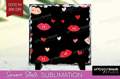Hearts Slate PNG - Valentines Day Square Slate Sublimation Product Image 1
