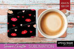 Hearts Square Coaster - Valentines Day Coaster PNG Product Image 1