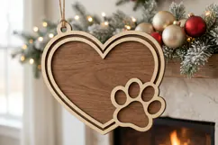 Pet Memorial Laser Cut Wood File, Christmas Ornament SVG Product Image 2