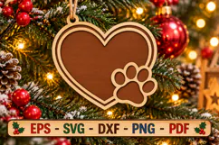 Pet Memorial Laser Cut Wood File, Christmas Ornament SVG Product Image 3
