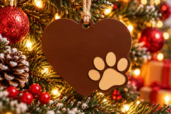 Heart Paw Ornament SVG File, Christmas Laser Cut Product Image 1