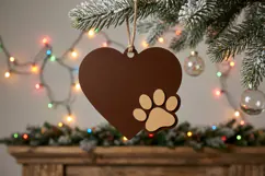 Heart Paw Ornament SVG File, Christmas Laser Cut Product Image 2