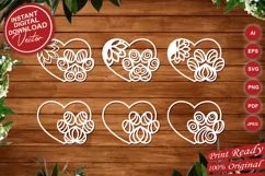 Papercut Set of Heart Paws, Animal Paw Set, Decorative Paws Product Image 4