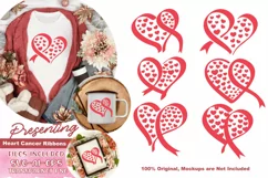 Cancer Ribbon Hearts Set, Breast Cancer Ribbons in Heart SVG Product Image 1