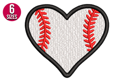 Heart Shape Baseball Machine Embroidery Design Product Image 1