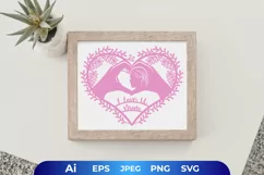 I Love U Family, Hand Heart Sign with Face SVG Bundle Product Image 2