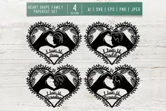I Love U Family, Hand Heart Sign with Face SVG Bundle Product Image 1
