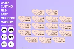 Heart-shaped Baby Milestone Markers svg laser cut file Product Image 3