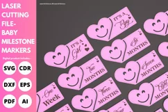 Heart-shaped Baby Milestone Markers svg laser cut file Product Image 4