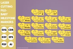 Heart-shaped Baby Milestone Markers svg laser cut file Product Image 1