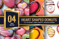 Heart Shaped Colorful Donuts Digital Paper Product Image 1