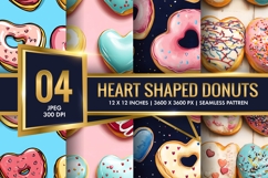 Heart Shaped Colorful Donuts Digital Paper Product Image 1
