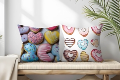 Heart Shaped Colorful Donuts Digital Paper Product Image 2