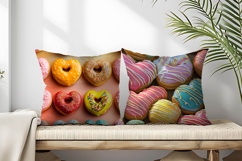 Heart Shaped Colorful Donuts Digital Paper Product Image 2