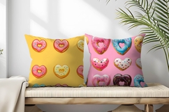 Heart Shaped Colorful Donuts Digital Paper Product Image 2