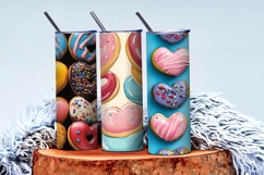 Heart Shaped Colorful Donuts Digital Paper Product Image 3