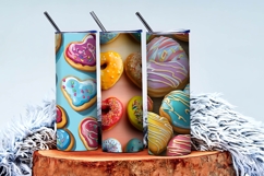 Heart Shaped Colorful Donuts Digital Paper Product Image 3