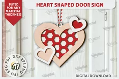 Heart Shaped Door Sign Laser Cut. 3D Valentine Sign SVG Product Image 1
