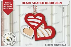 Heart Shaped Door Sign Laser Cut. 3D Valentine Sign SVG Product Image 1