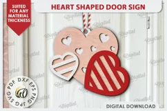 Heart Shaped Door Sign Laser Cut. 3D Valentine Sign SVG Product Image 1