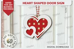 Heart Shaped Door Sign Laser Cut. 3D Valentine Sign SVG Product Image 1