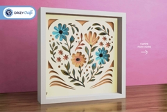Heart Shaped Flowers 3D Layered Paper Cut - Spring 3D SVG Product Image 2