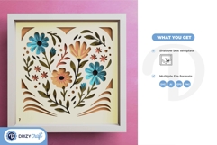 Heart Shaped Flowers 3D Layered Paper Cut - Spring 3D SVG Product Image 3