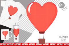 Heart Hot Air Balloon Clipart Product Image 1