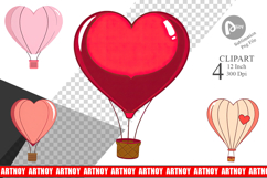 Heart Hot Air Balloon Clipart Product Image 1