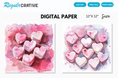 Watercolor Heart shaped Marshmallows Digital Paper Product Image 1