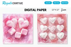 Watercolor Heart shaped Marshmallows Digital Paper Product Image 1