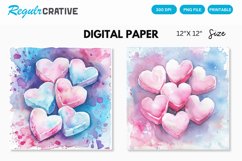 Watercolor Heart shaped Marshmallows Digital Paper Product Image 1