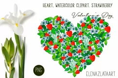 Heart, flower watercolor clipart. Valentines Day Product Image 1