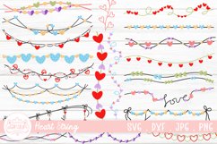 Heart String Bundle. Valentine Heart Flag garlands Clipart Product Image 1