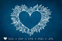 Heart Wreath Svg. Floral and Flower Frame Png Clipart. Product Image 5