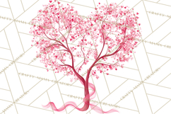 Magical Forest of Hearts Clipart, Valentine Heart Trees PNG Product Image 3