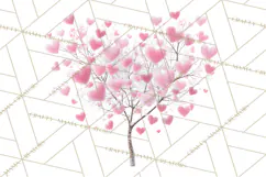 Magical Forest of Hearts Clipart, Valentine Heart Trees PNG Product Image 5