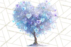 Magical Forest of Hearts Clipart, Valentine Heart Trees PNG Product Image 3